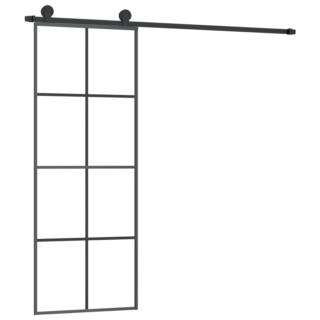 Ușă glisantă cu set feronerie, 76x205 cm, sticlă ESG/aluminiu