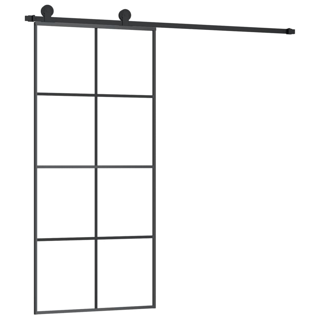 Ușă glisantă cu set feronerie, 90x205 cm, sticlă ESG/aluminiu