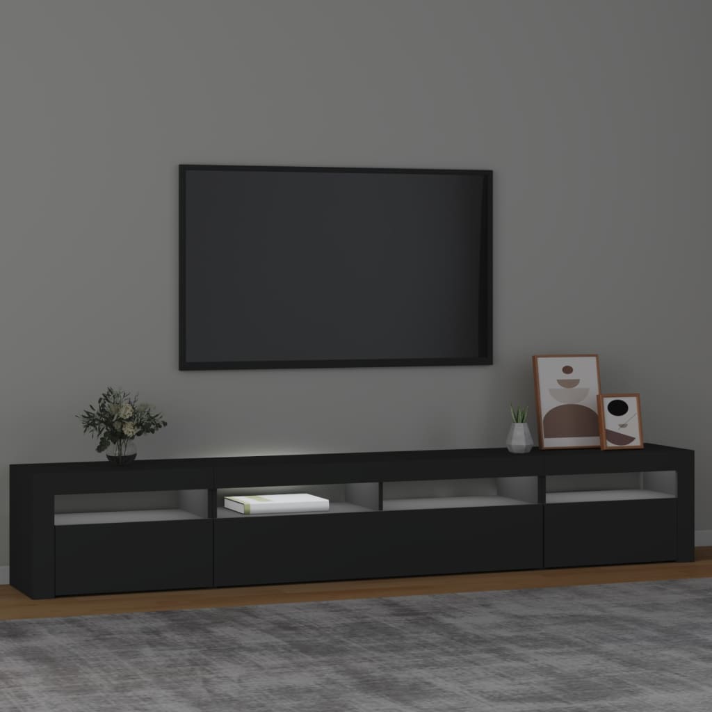 Comodă TV cu lumini LED, negru, 240x35x40cm