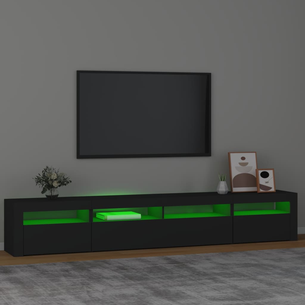 Comodă TV cu lumini LED, negru, 240x35x40cm