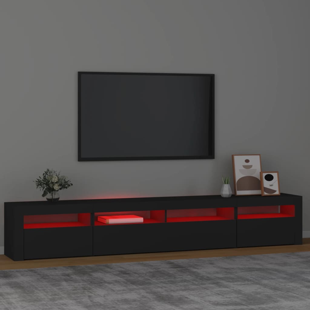 Comodă TV cu lumini LED, negru, 240x35x40cm