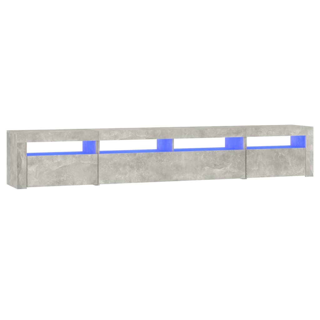 Comodă TV cu lumini LED, gri beton, 240x35x40 cm