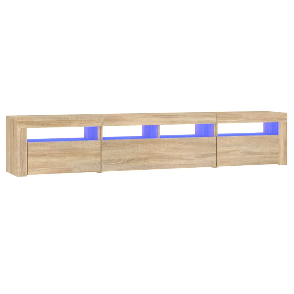 Comodă TV cu lumini LED, stejar sonoma, 210x35x40 cm