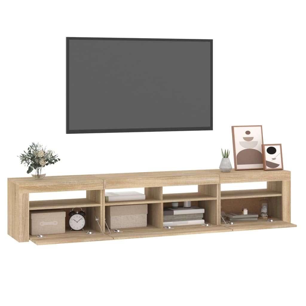 Comodă TV cu lumini LED, stejar sonoma, 210x35x40 cm