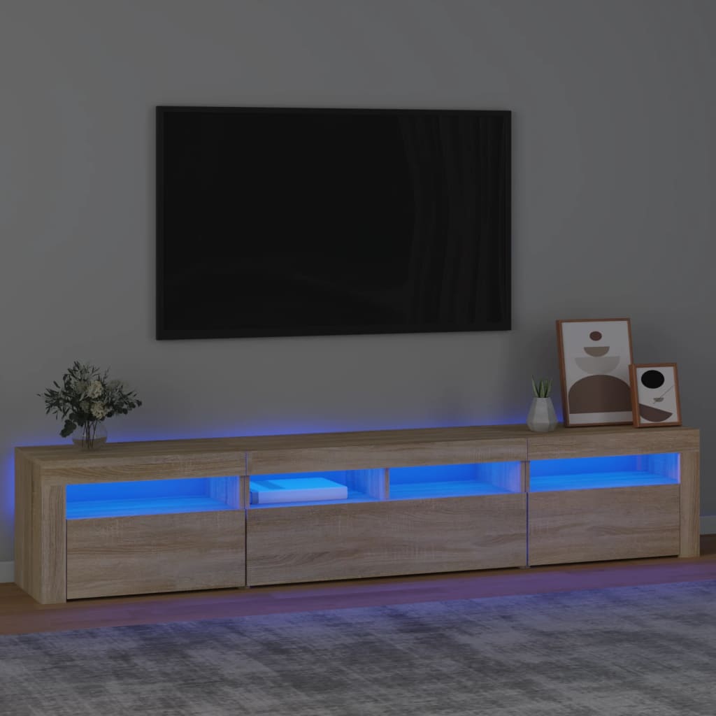 Comodă TV cu lumini LED, stejar sonoma, 210x35x40 cm