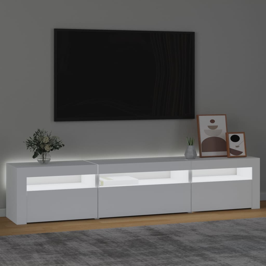 Comodă TV cu lumini LED, alb, 195x35x40 cm