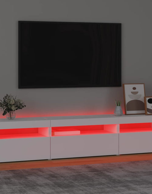 Загрузите изображение в средство просмотра галереи, Comodă TV cu lumini LED, alb, 195x35x40 cm
