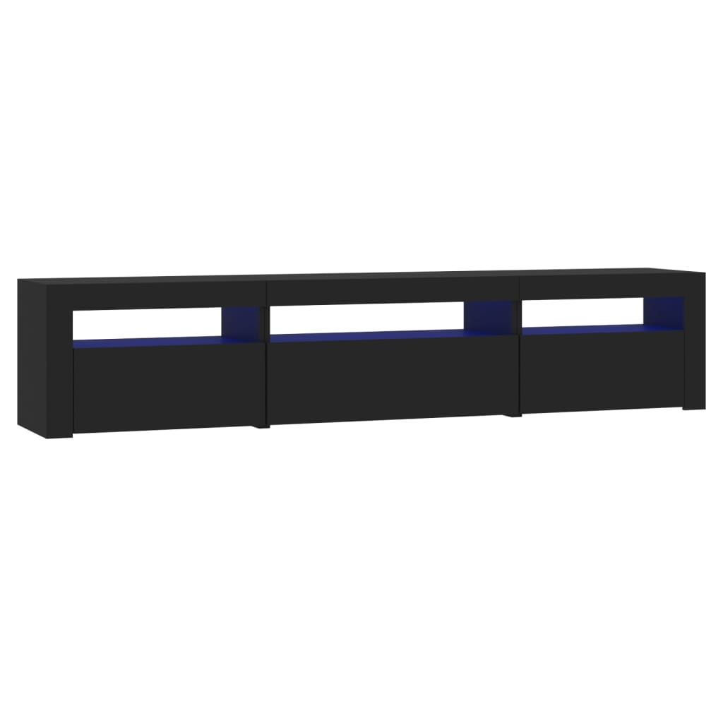 Comodă TV cu lumini LED, negru, 195x35x40 cm