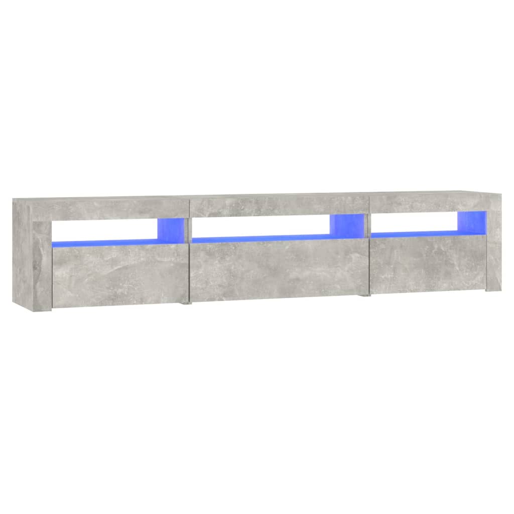 Comodă TV cu lumini LED, gri beton, 195x35x40 cm