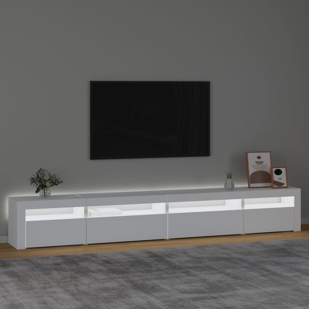 Comodă TV cu lumini LED, alb, 270x35x40 cm