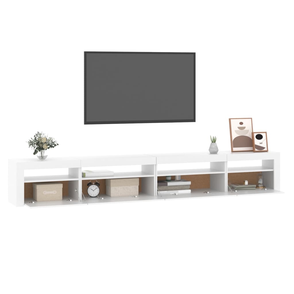 Comodă TV cu lumini LED, alb, 270x35x40 cm