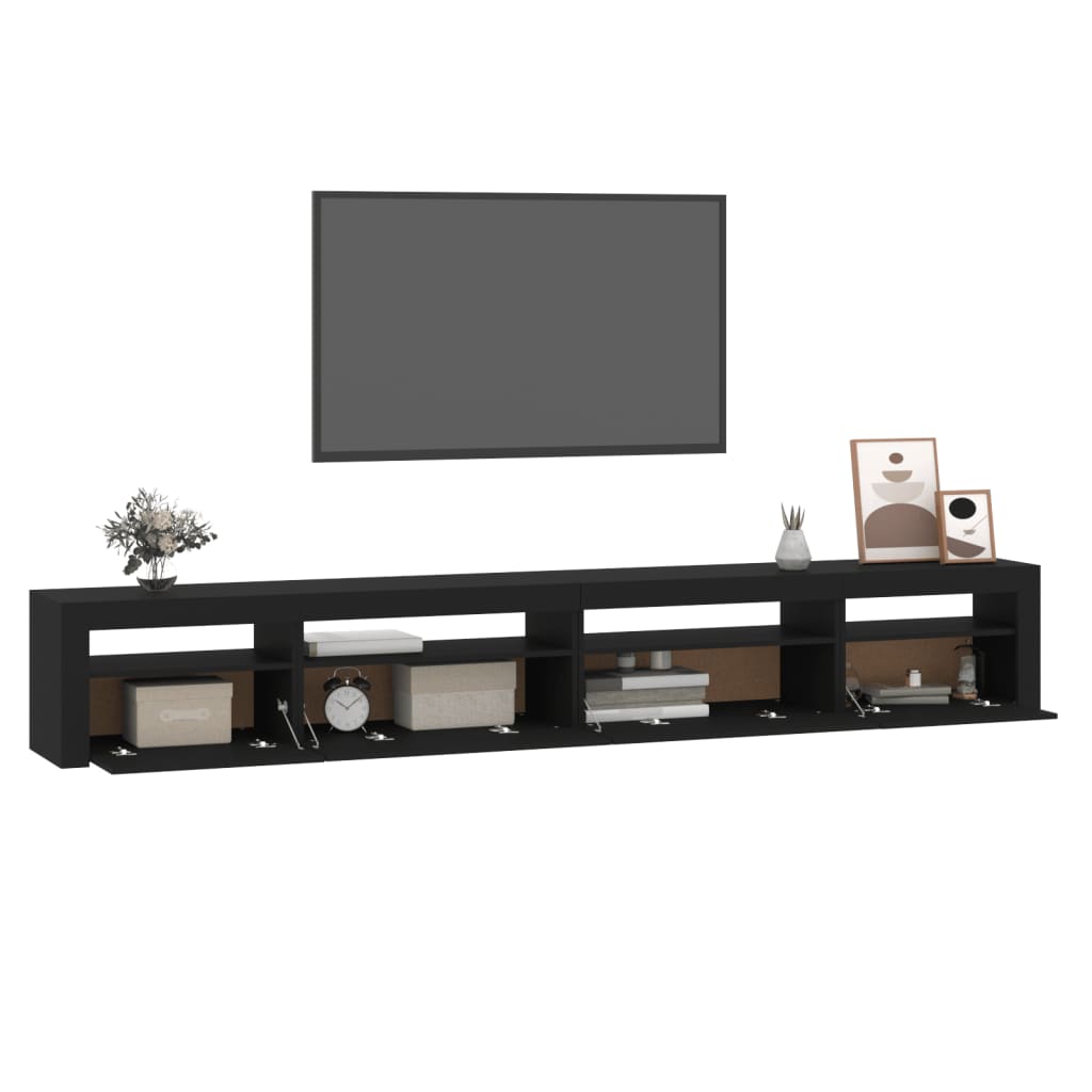 Comodă TV cu lumini LED, negru, 270x35x40 cm