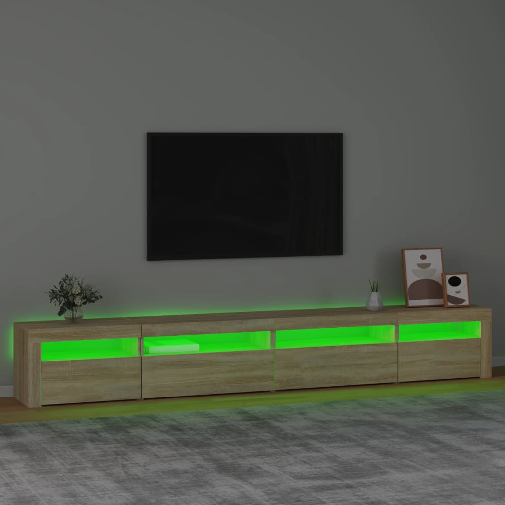 Comodă TV cu lumini LED, stejar sonoma, 270x35x40 cm