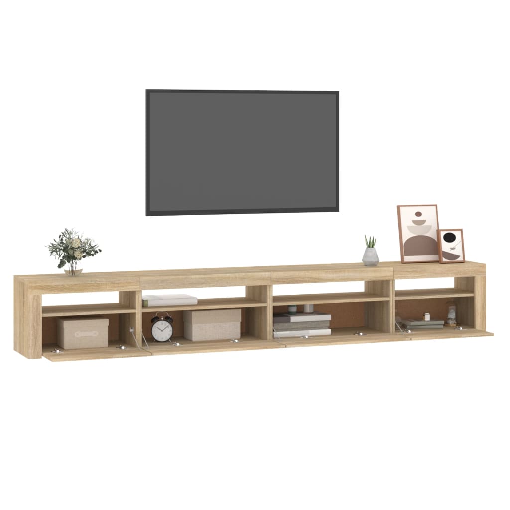 Comodă TV cu lumini LED, stejar sonoma, 270x35x40 cm