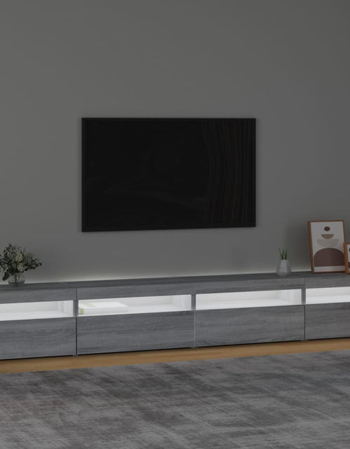 Загрузите изображение в средство просмотра галереи, Comodă TV cu lumini LED, gri sonoma, 270x35x40 cm
