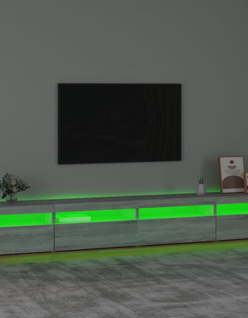 Загрузите изображение в средство просмотра галереи, Comodă TV cu lumini LED, gri sonoma, 270x35x40 cm
