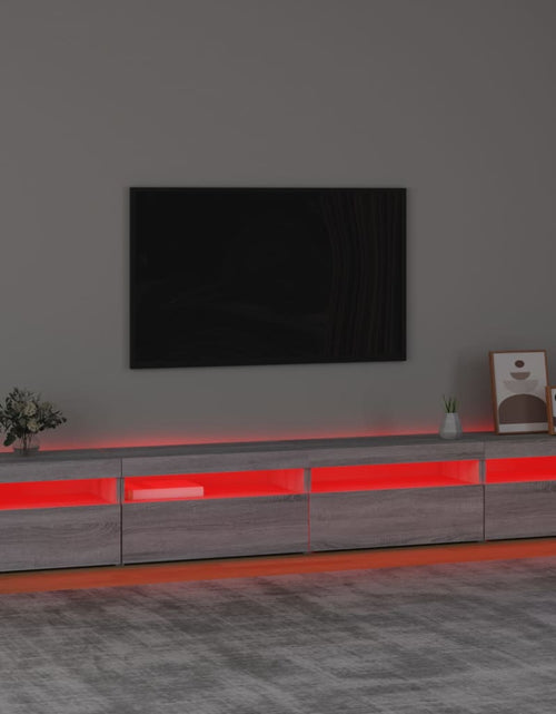 Загрузите изображение в средство просмотра галереи, Comodă TV cu lumini LED, gri sonoma, 270x35x40 cm
