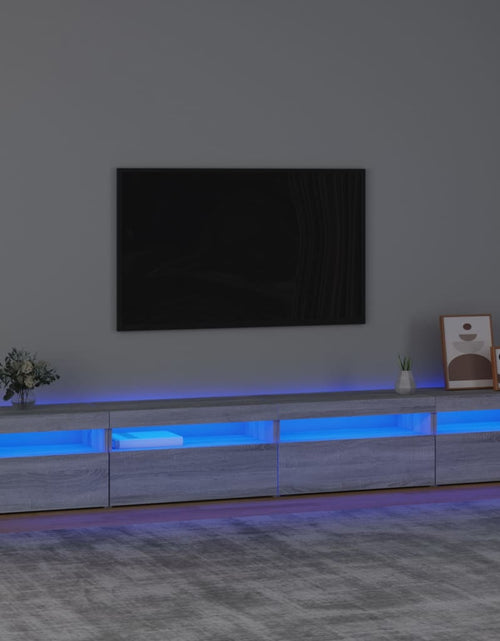 Загрузите изображение в средство просмотра галереи, Comodă TV cu lumini LED, gri sonoma, 270x35x40 cm
