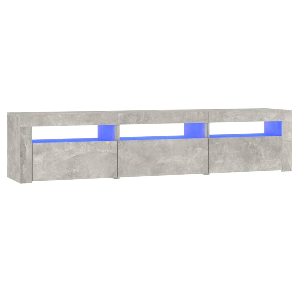 Comodă TV cu lumini LED, gri beton, 180x35x40 cm