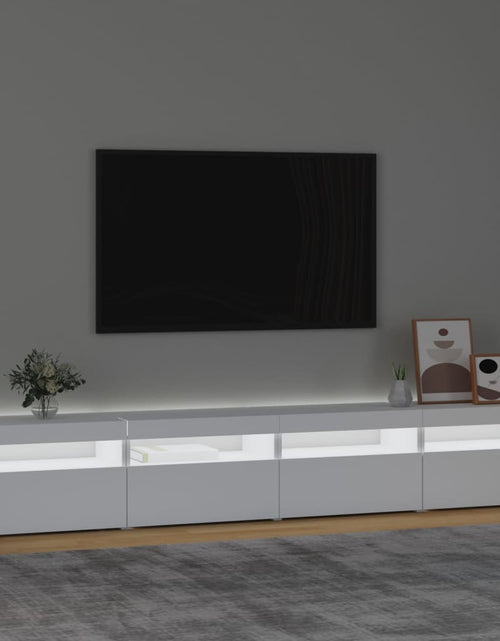 Загрузите изображение в средство просмотра галереи, Comodă TV cu lumini LED, alb, 240x35x40 cm
