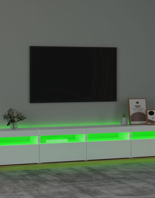 Загрузите изображение в средство просмотра галереи, Comodă TV cu lumini LED, alb, 240x35x40 cm
