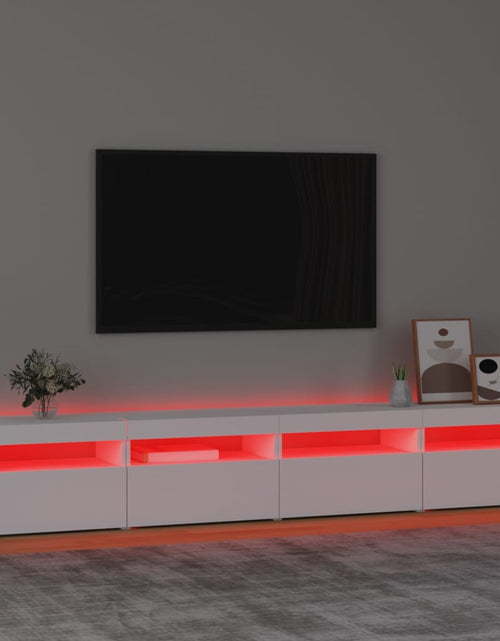 Загрузите изображение в средство просмотра галереи, Comodă TV cu lumini LED, alb, 240x35x40 cm
