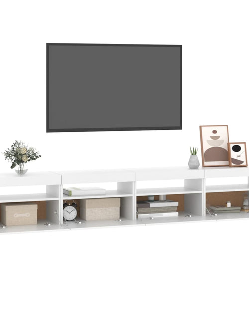 Загрузите изображение в средство просмотра галереи, Comodă TV cu lumini LED, alb, 240x35x40 cm
