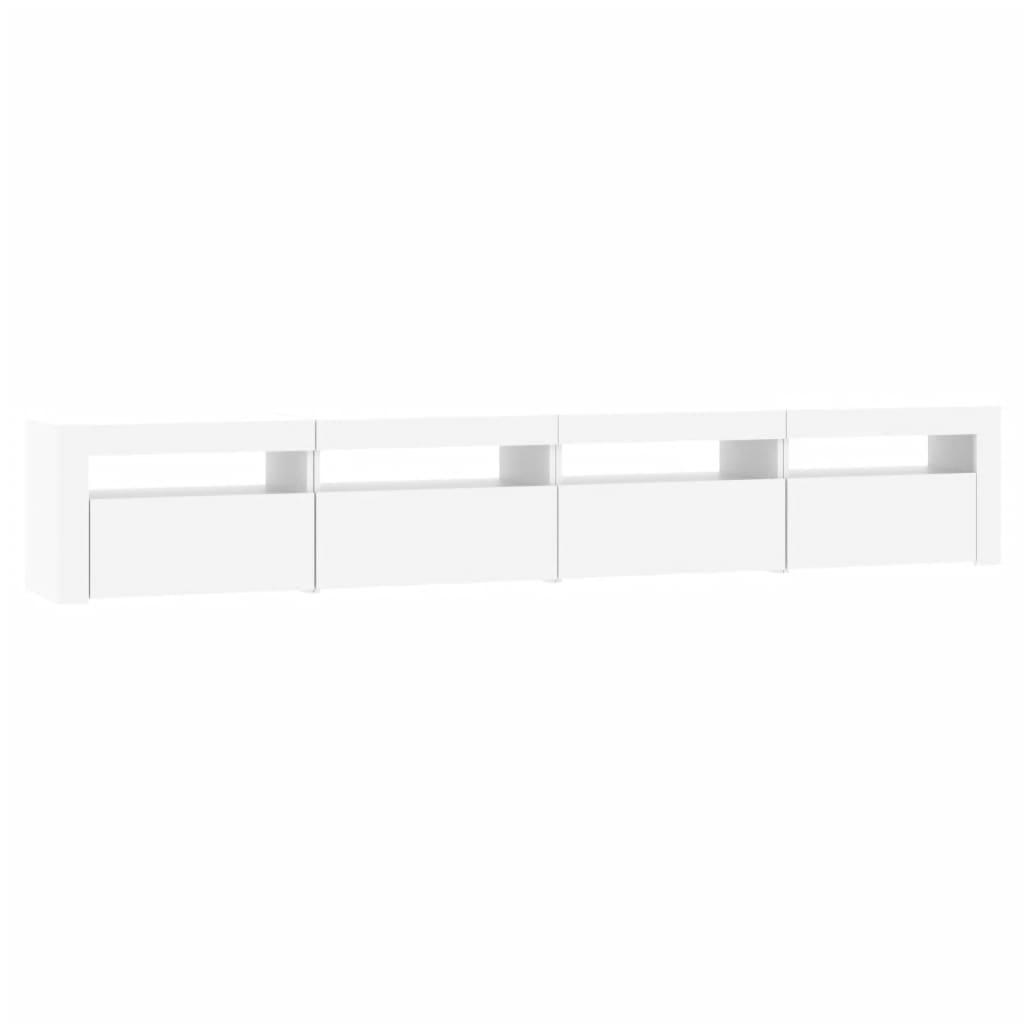 Comodă TV cu lumini LED, alb, 240x35x40 cm