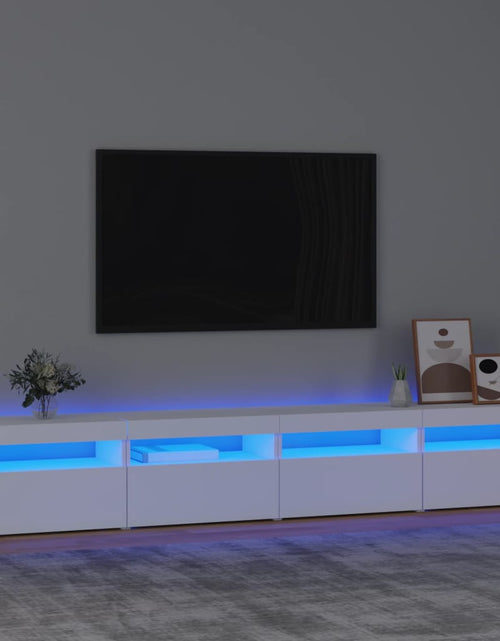 Загрузите изображение в средство просмотра галереи, Comodă TV cu lumini LED, alb, 240x35x40 cm
