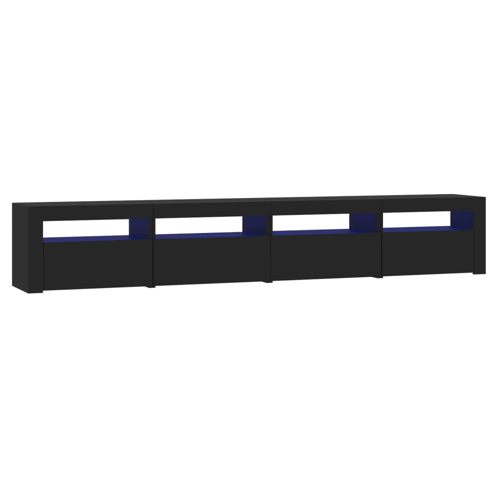 Comodă TV cu lumini LED, negru, 240x35x40cm