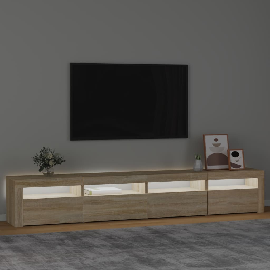 Comodă TV cu lumini LED, stejar sonoma, 240x35x40cm