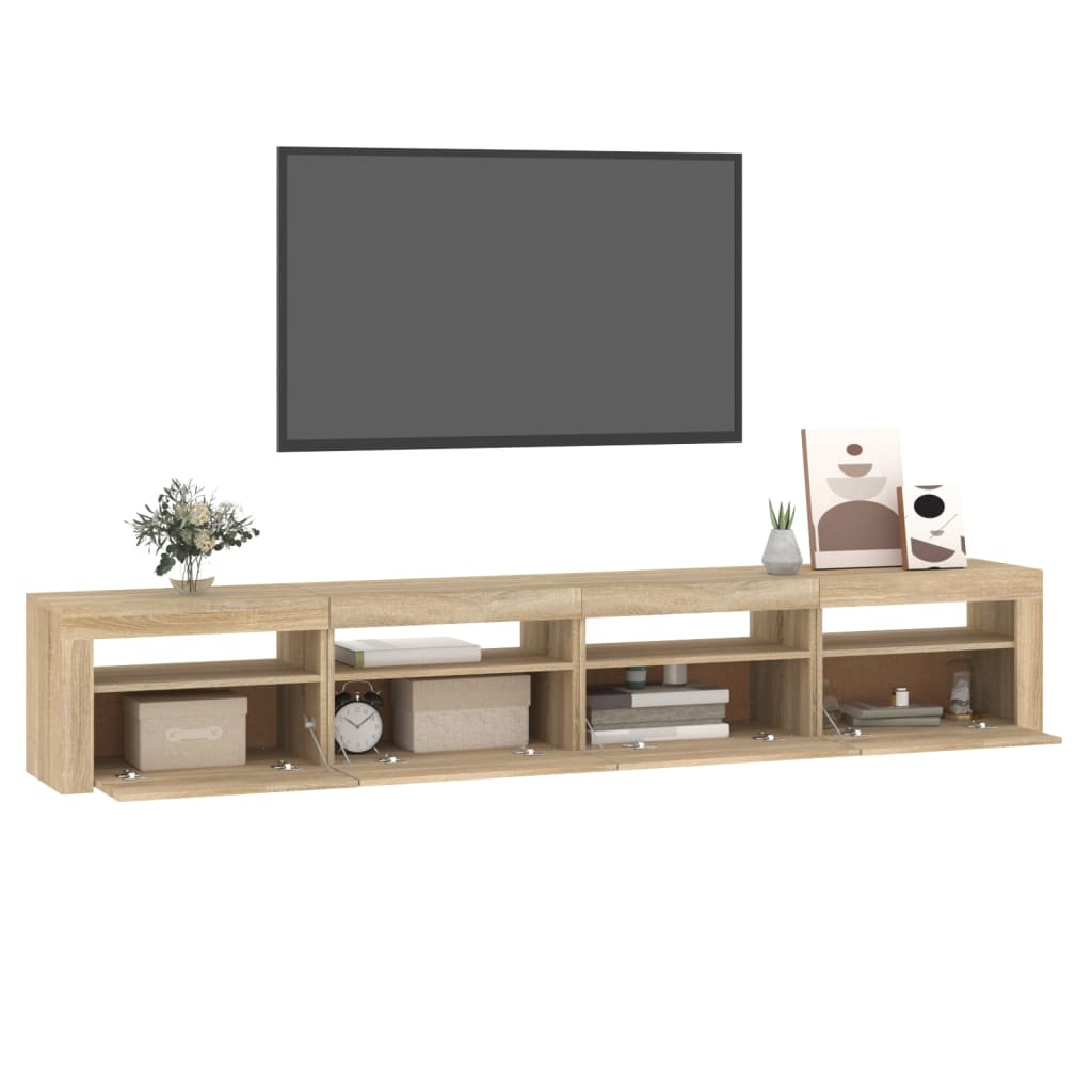 Comodă TV cu lumini LED, stejar sonoma, 240x35x40cm