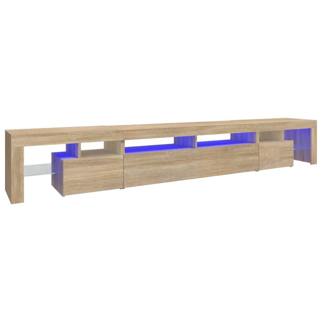 Comodă TV cu lumini LED, stejar sonoma,260x36,5x40cm