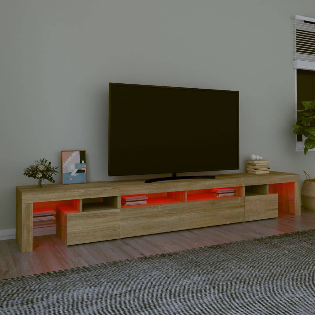 Comodă TV cu lumini LED, stejar sonoma,260x36,5x40cm