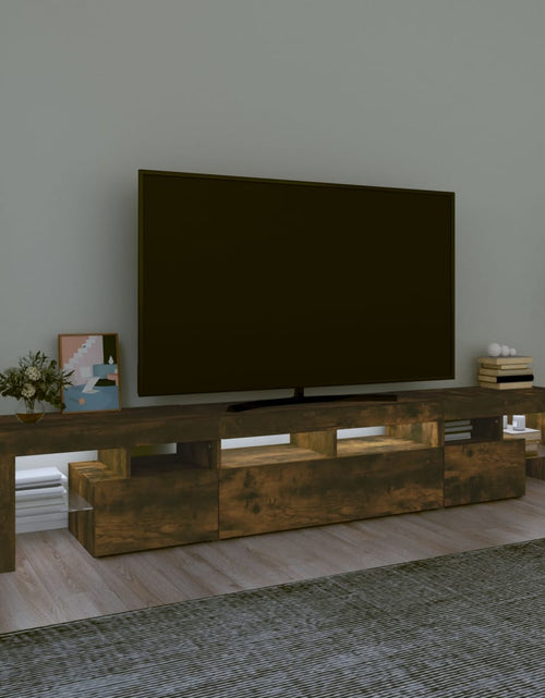 Загрузите изображение в средство просмотра галереи, Comodă TV cu lumini LED, stejar fumuriu,230x36,5x40cm
