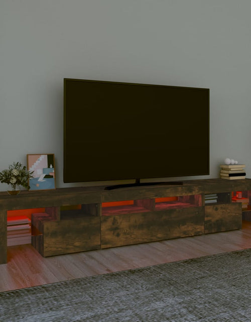 Загрузите изображение в средство просмотра галереи, Comodă TV cu lumini LED, stejar fumuriu,230x36,5x40cm
