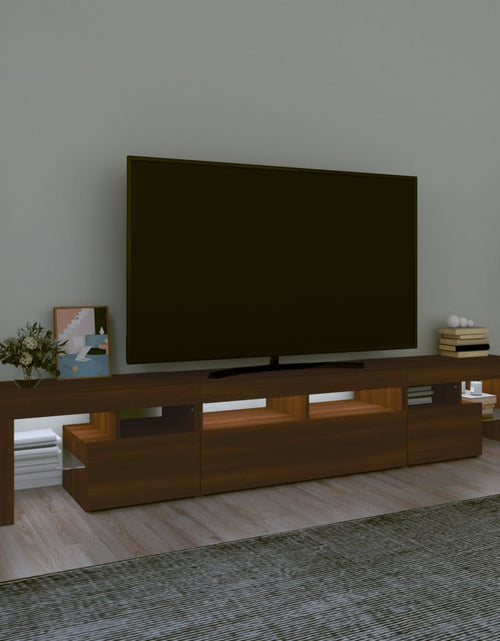 Încărcați imaginea în vizualizatorul Galerie, Comodă TV cu lumini LED, stejar maro, 230x36,5x40 cm
