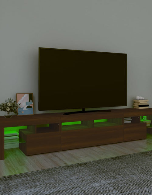 Загрузите изображение в средство просмотра галереи, Comodă TV cu lumini LED, stejar maro, 230x36,5x40 cm
