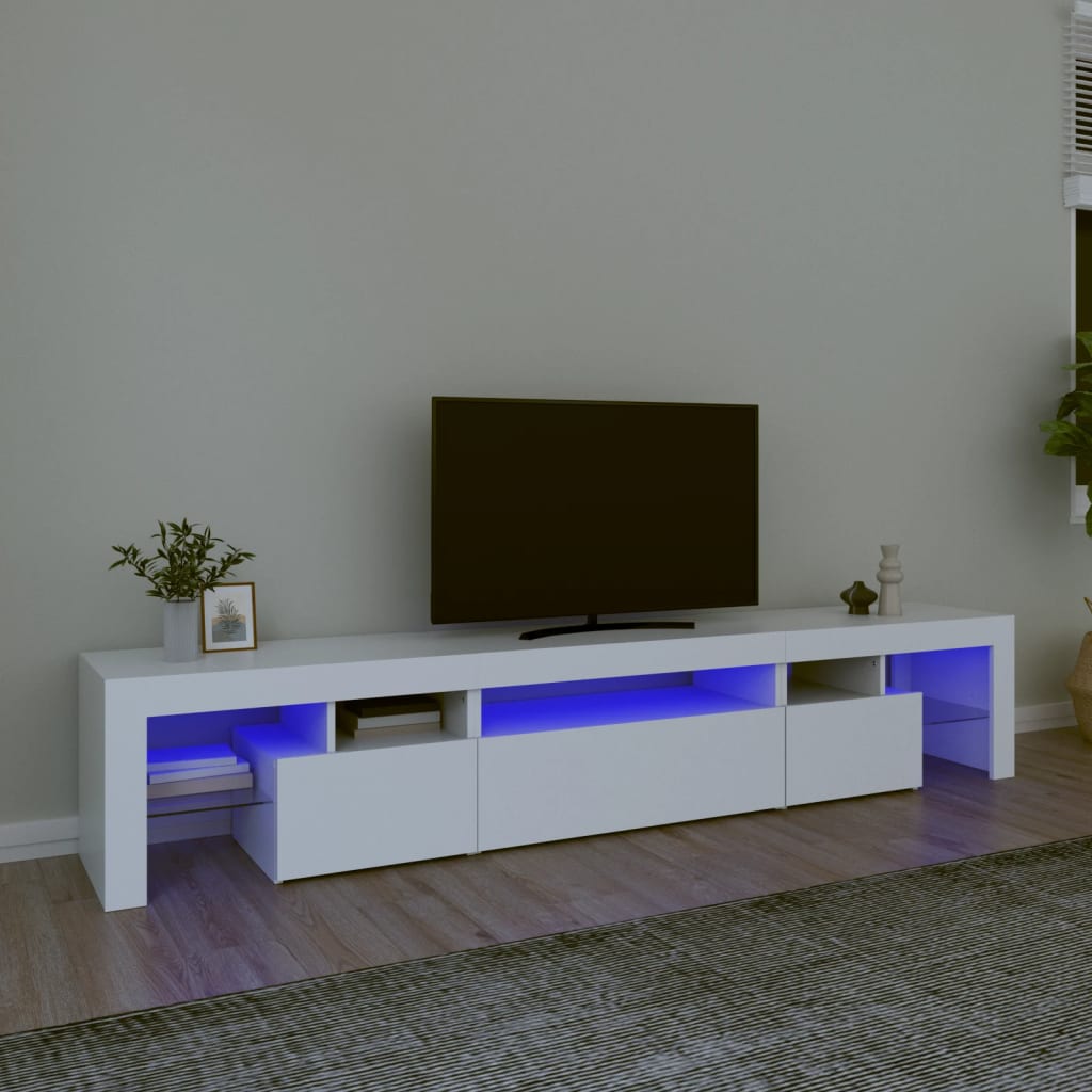 Comode TV cu lumini LED, alb，215x36,5x40 - Lando