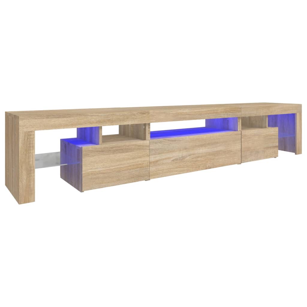 Comodă TV cu lumini LED, stejar sonoma, 215x36,5x40cm