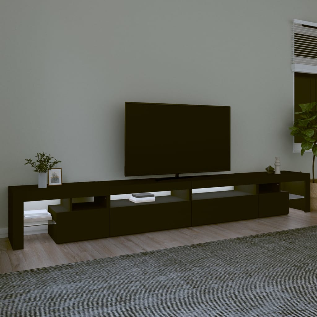 Comodă TV cu lumini LED, negru, 290x36,5x40 cm