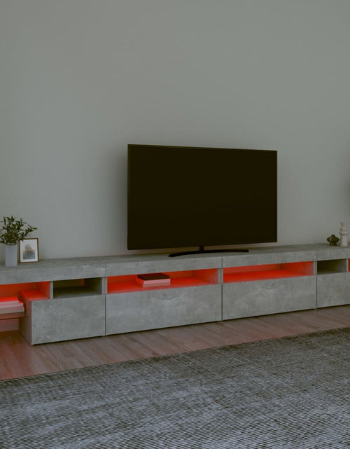 Загрузите изображение в средство просмотра галереи, Comodă TV cu lumini LED, gri beton, 290x36,5x40 cm
