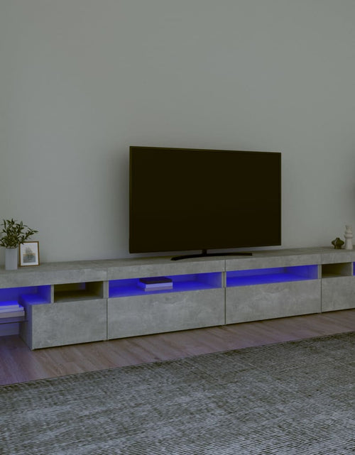 Загрузите изображение в средство просмотра галереи, Comodă TV cu lumini LED, gri beton, 290x36,5x40 cm
