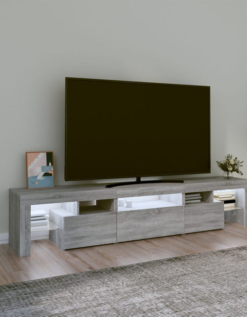 Загрузите изображение в средство просмотра галереи, Comodă TV cu lumini LED, gri sonoma, 200x36,5x40cm

