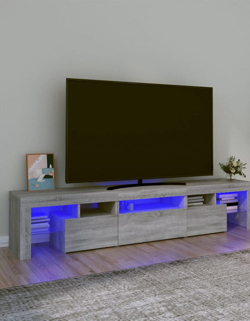 Загрузите изображение в средство просмотра галереи, Comodă TV cu lumini LED, gri sonoma, 200x36,5x40cm
