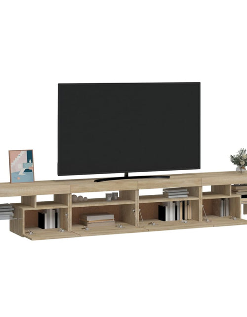 Încărcați imaginea în vizualizatorul Galerie, Comodă TV cu lumini LED, stejar sonoma,260x36,5x40cm - Lando
