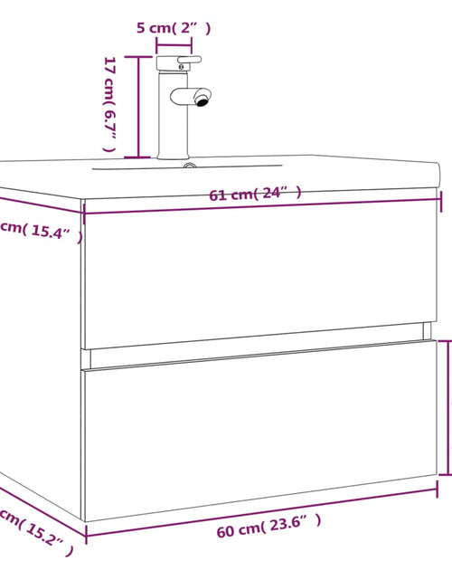Încărcați imaginea în vizualizatorul Galerie, Dulap de chiuvetă bazin încorporat stejar maro lemn prelucrat

