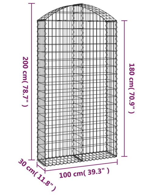 Încărcați imaginea în vizualizatorul Galerie, Coș gabion arcuit, 100x30x180/200 cm, fier galvanizat
