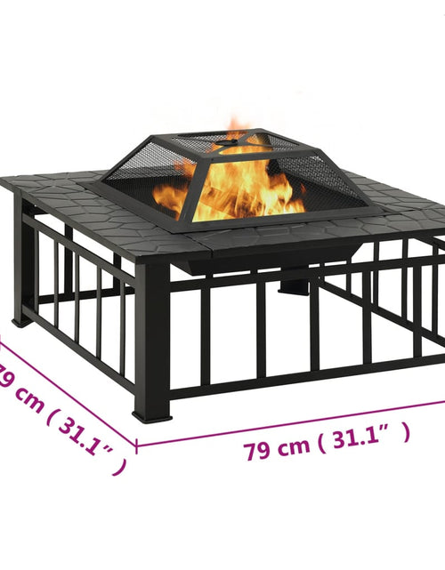 Загрузите изображение в средство просмотра галереи, Vatră de foc cu vătrai, 79x79x46,5 cm, oțel, XXL
