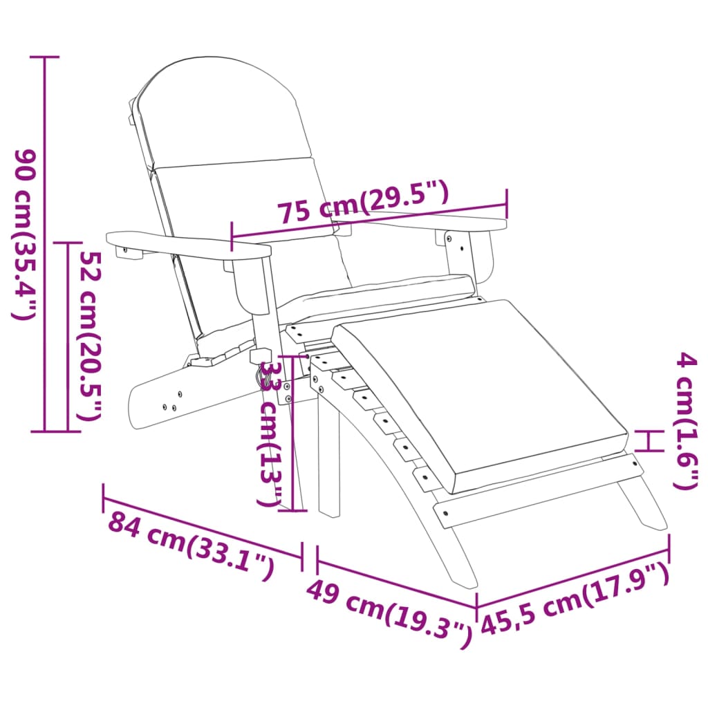 Set mobilier de grădină Adirondack, 3 piese, lemn masiv acacia